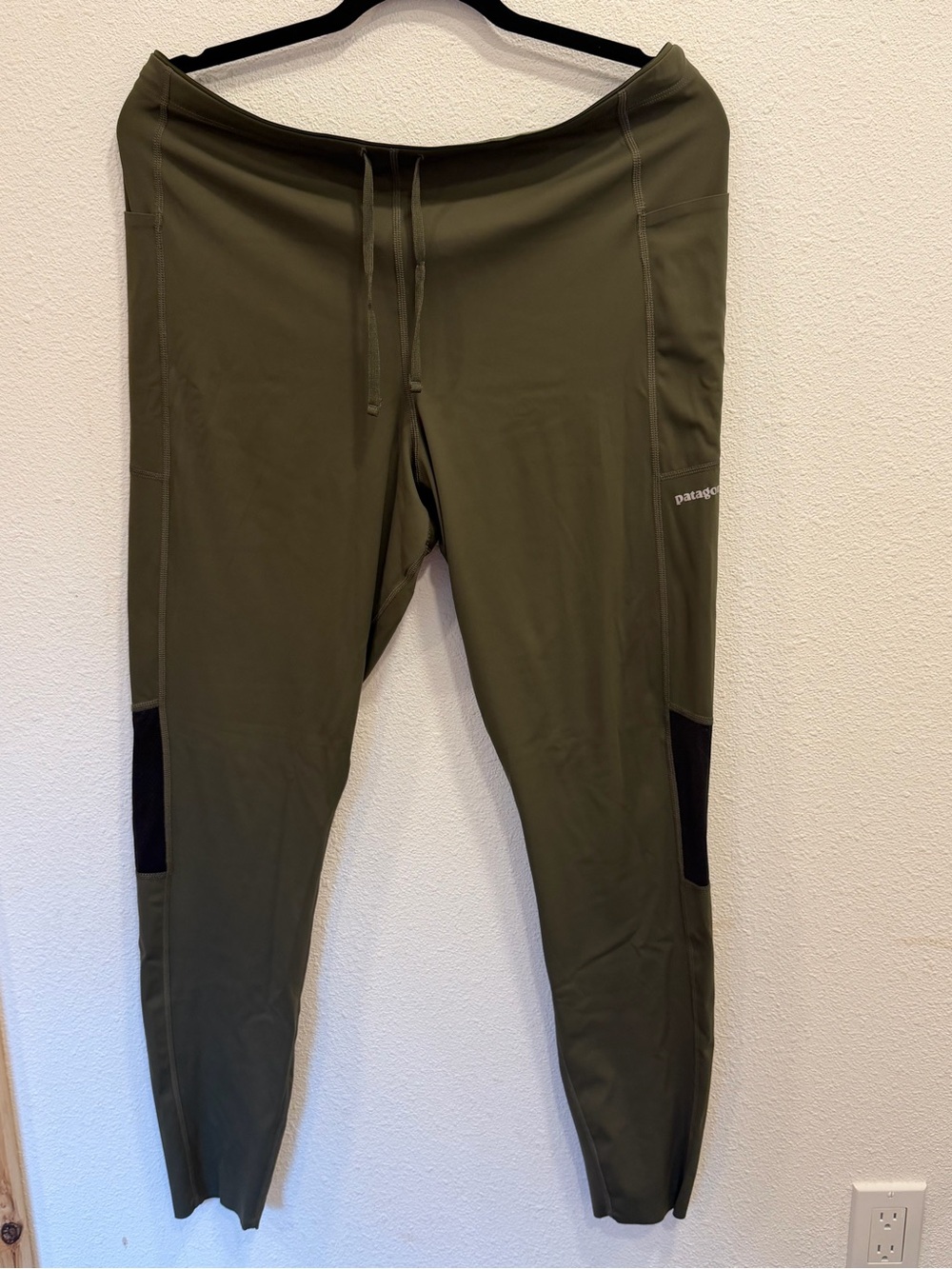 Patagonia Olive Green Leggings with Black Lower Panels
